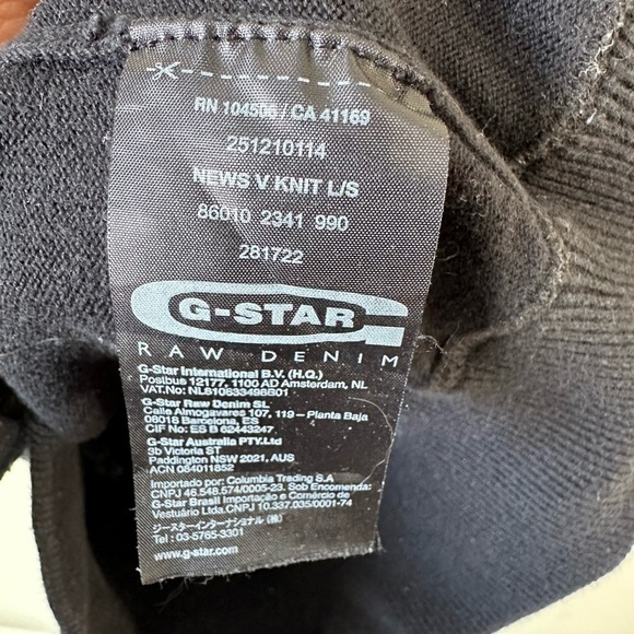 G-Star Raw Men’s  V-Neck Knit Sweater - Picture 5 of 5